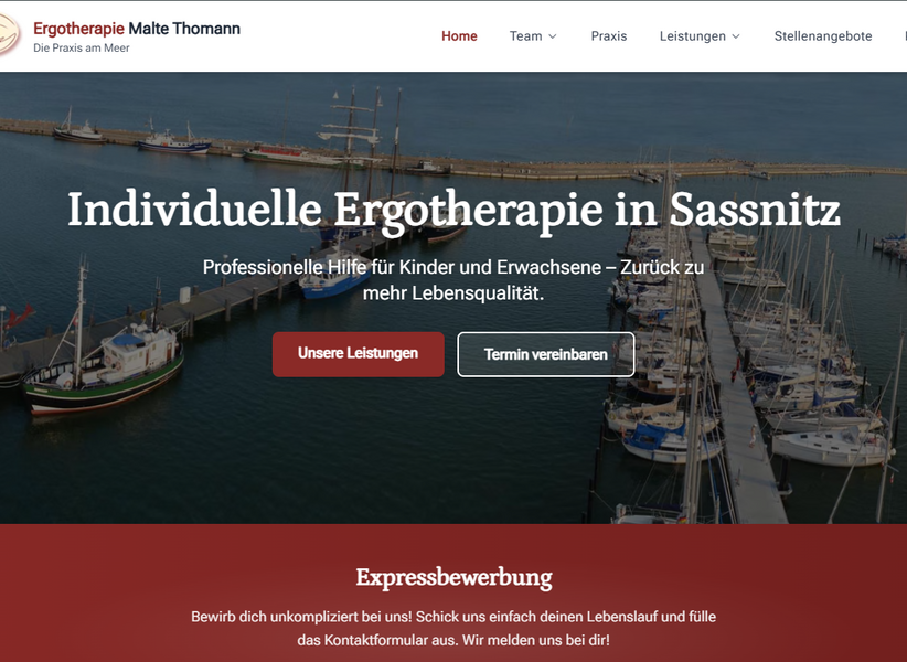 Die Website der Ergotherapie Malte Thomann hat ein komplettes Upgrade erhalten