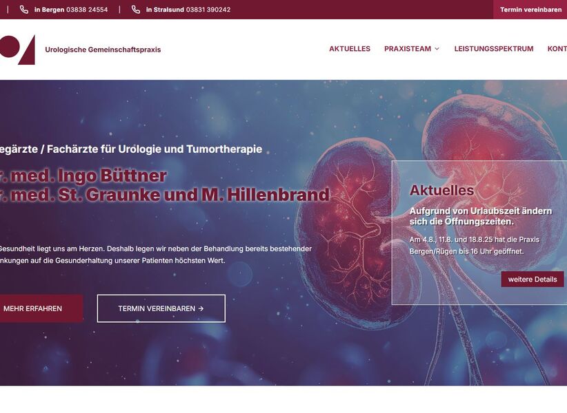 Redesign der Website urologie-bergen.de mit Contao 5.3 LTS durch Rügen Webdesign